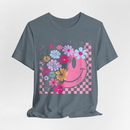 Retro Floral Smiley T-Shirt