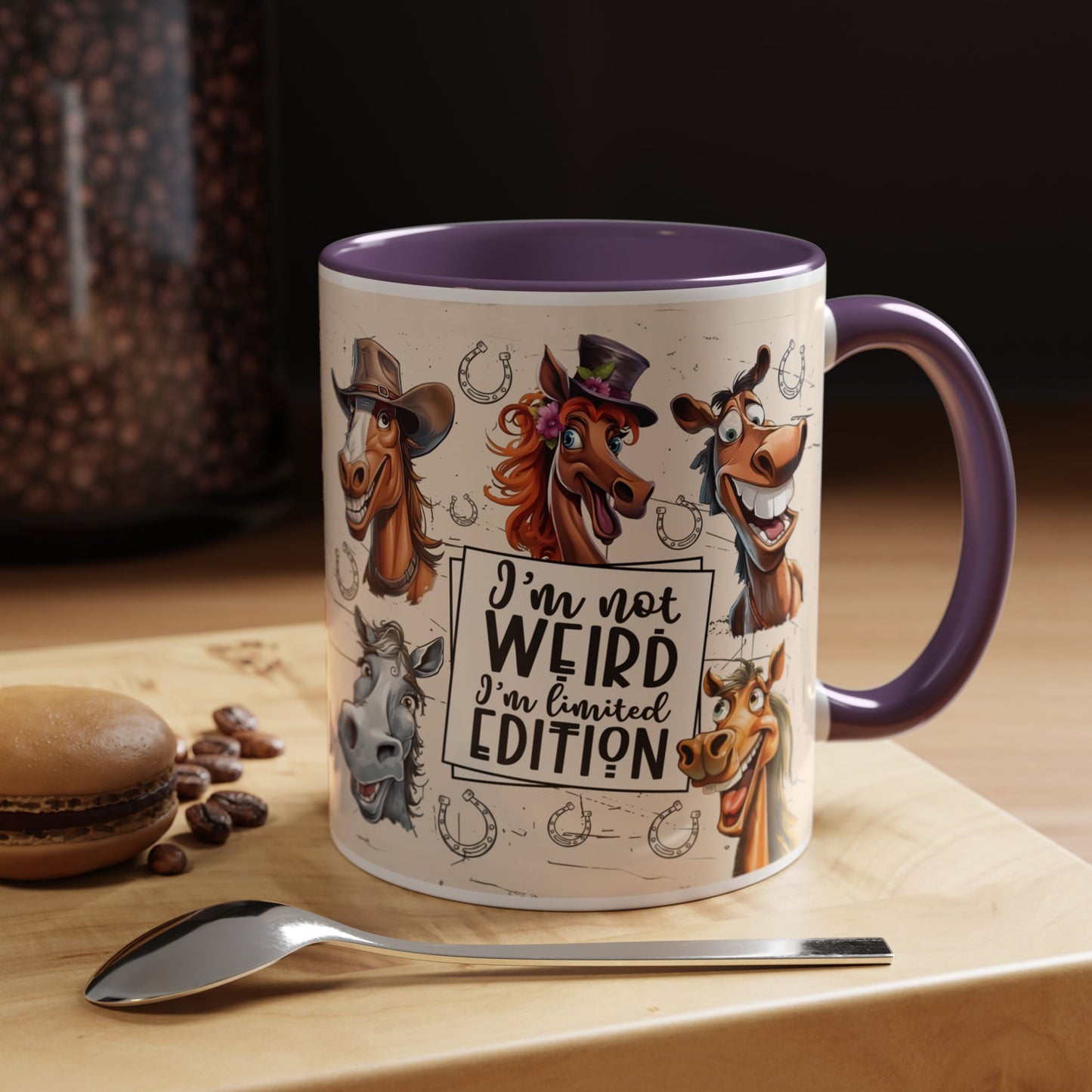 Horse Cartoon Accent Coffee Mug - "I'm Not Weird I'm Limited Edition"