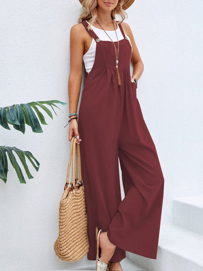 Square Neck Wide Strap Overalls