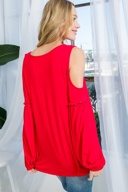 Cold Shoulder Blouse-Plus