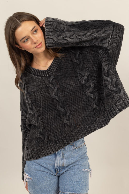 HYFVE Cable Knit Dropped Shoulder Oversized Sweater