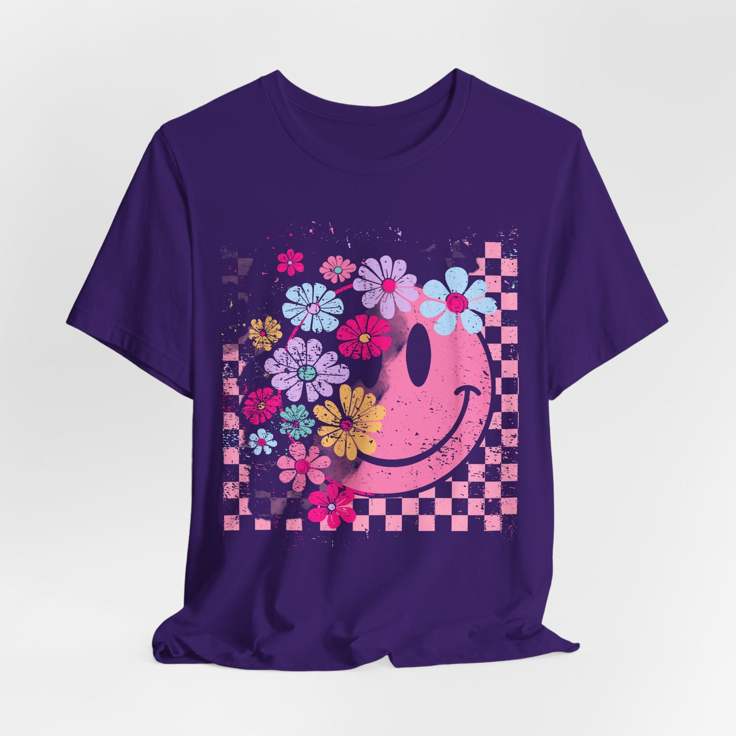 Retro Floral Smiley T-Shirt