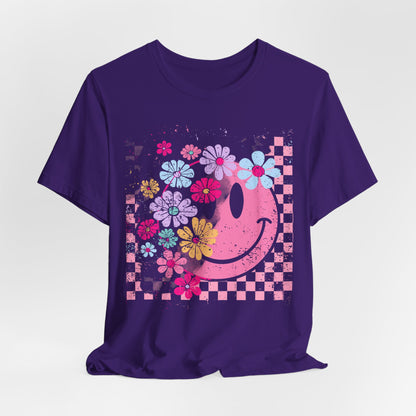 Retro Floral Smiley T-Shirt