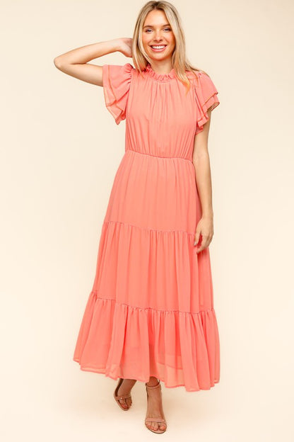 Haptics Tiered Frill Short Sleeve Dress