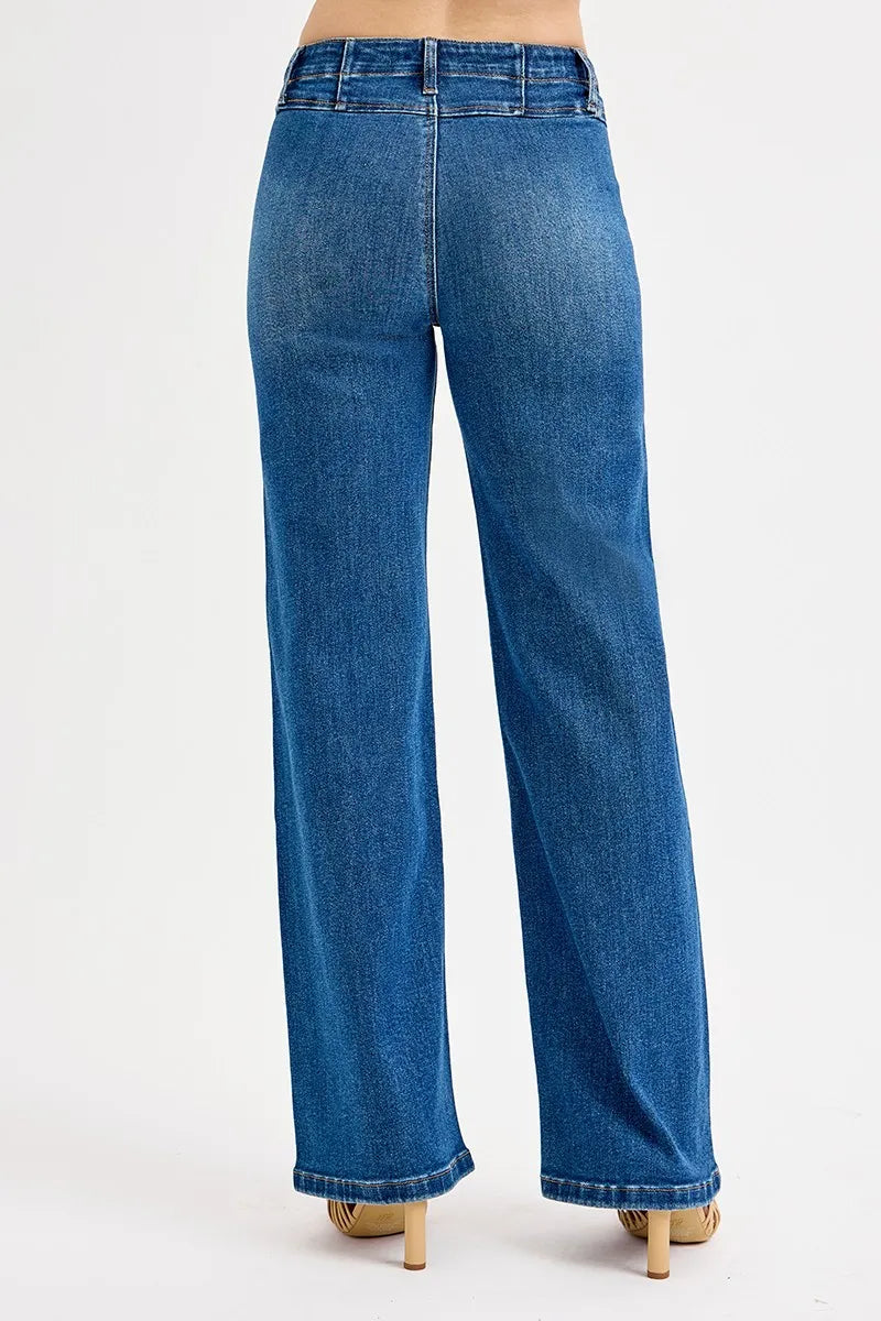 RISEN Seam Detail Wide Leg Jeans