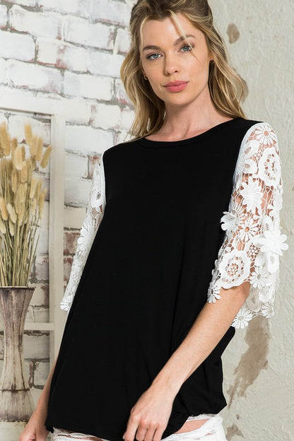 Lace Detail Sleeve Top