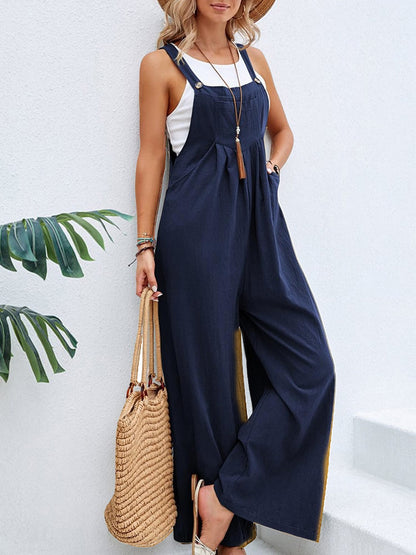 Square Neck Wide Strap Overalls