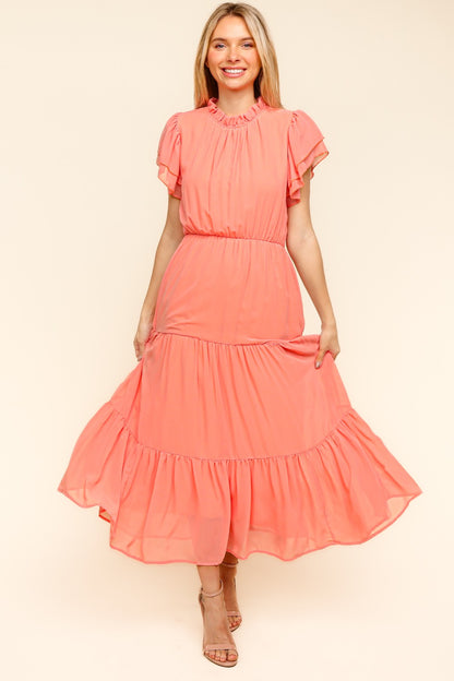 Haptics Tiered Frill Short Sleeve Dress