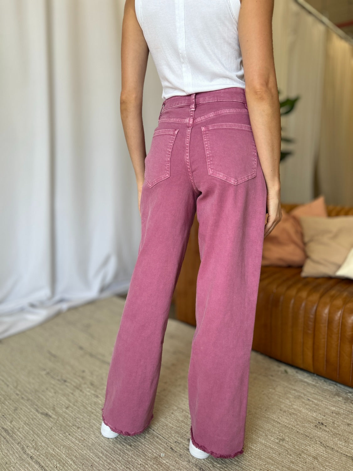 RFM High Rise Garment Dyed Wide Leg Jeans