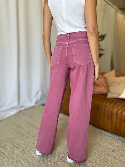 RFM High Rise Garment Dyed Wide Leg Jeans