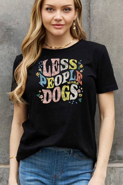 Simply Love LESS PEOPLE MORE DOGS Graphic Cotton T-Shirt