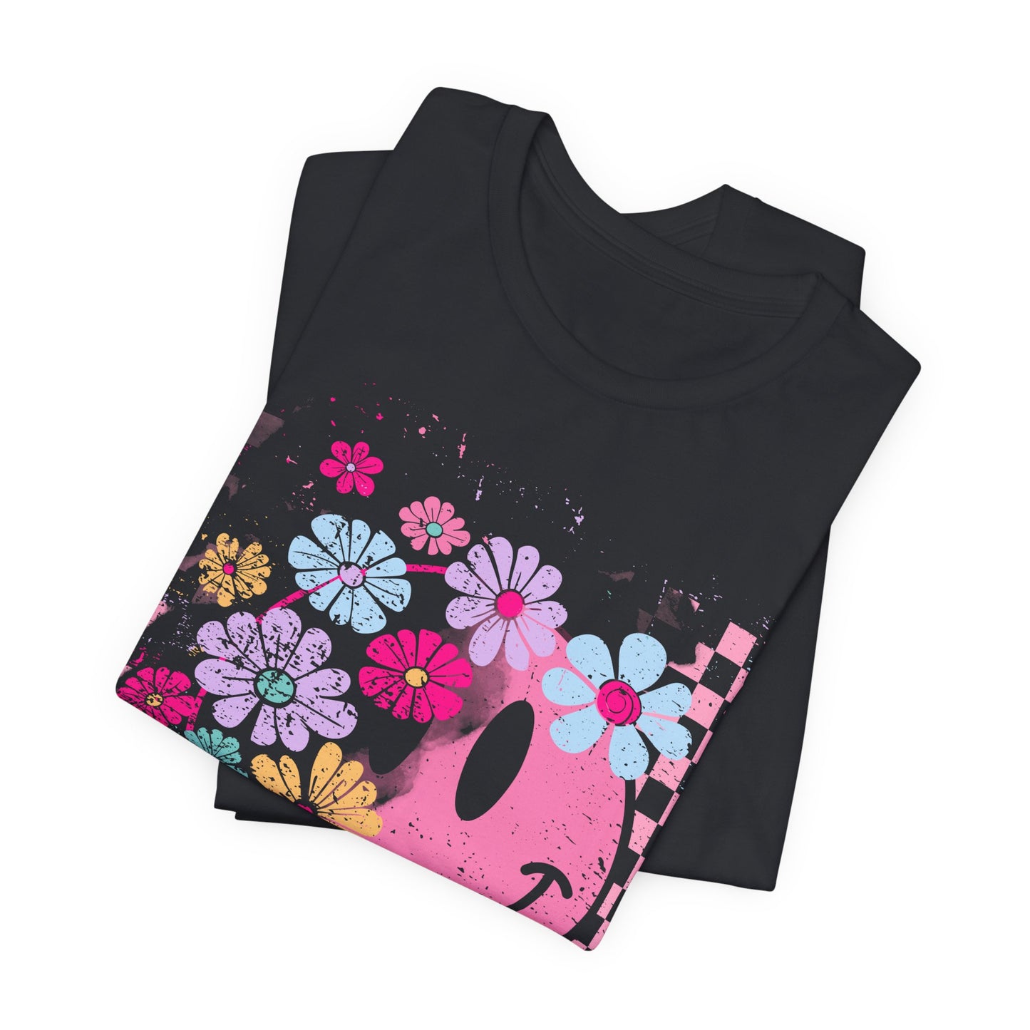 Retro Floral Smiley T-Shirt