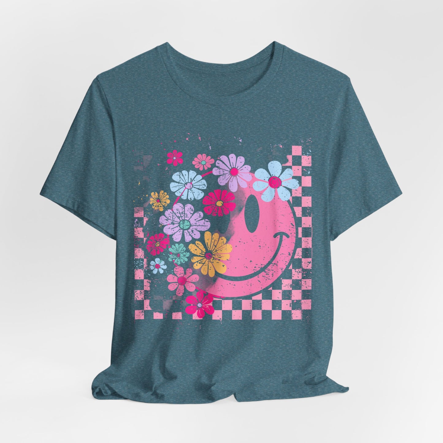 Retro Floral Smiley T-Shirt