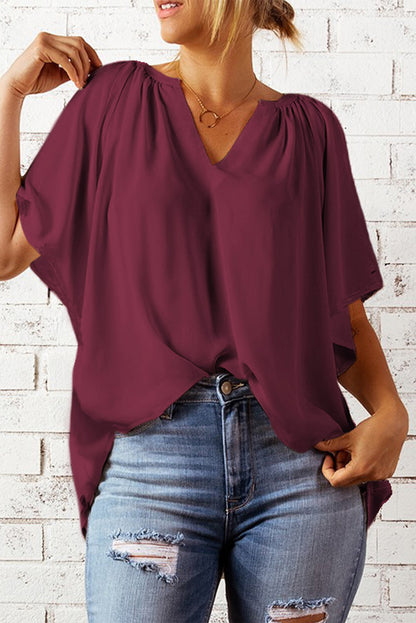 Gathered Flutter Sleeve Top