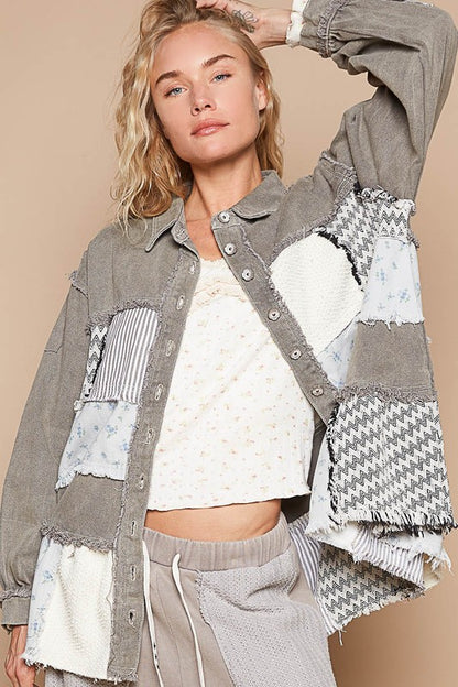 POL Patchwork Dropped Shoulder Jacket