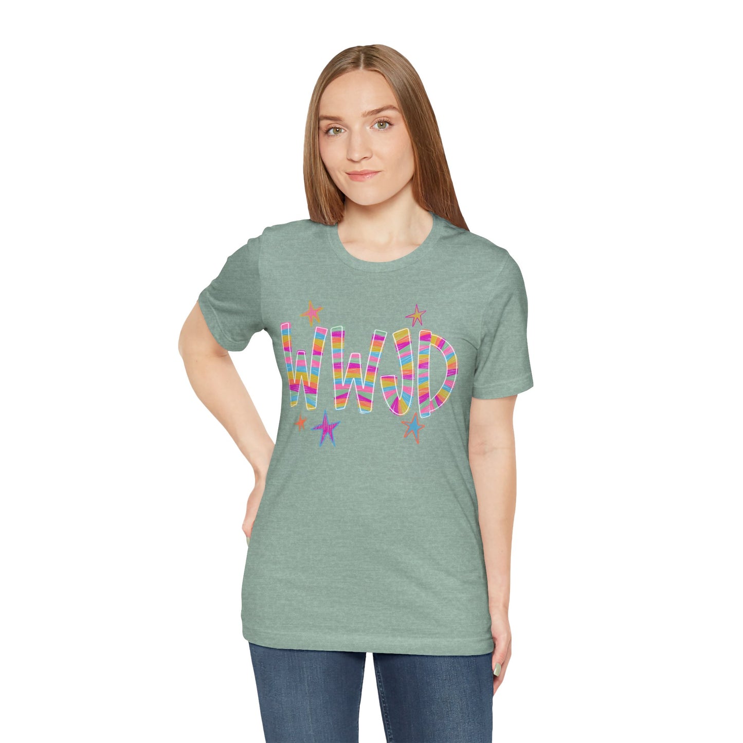 WWJD Rainbow Graphic Tee