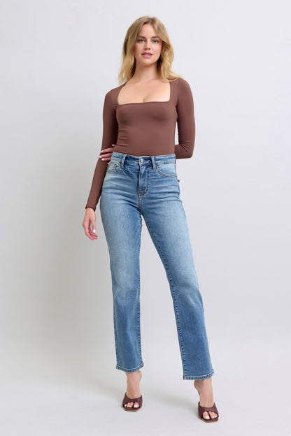 Judy Blue Run Vintage Wash Thermal Straight Jeans