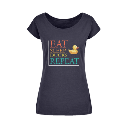 Eat Sleep Ducks Repeat Wide Neck Womens T-Shirt XS-5XL