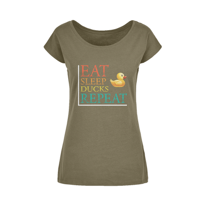 Eat Sleep Ducks Repeat Wide Neck Womens T-Shirt XS-5XL
