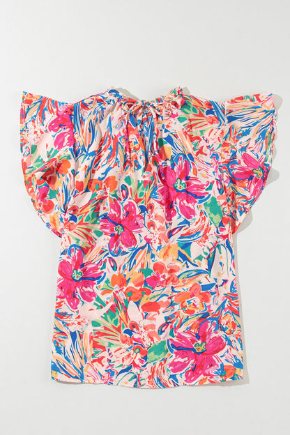 Ruffled Floral Printed Blouse