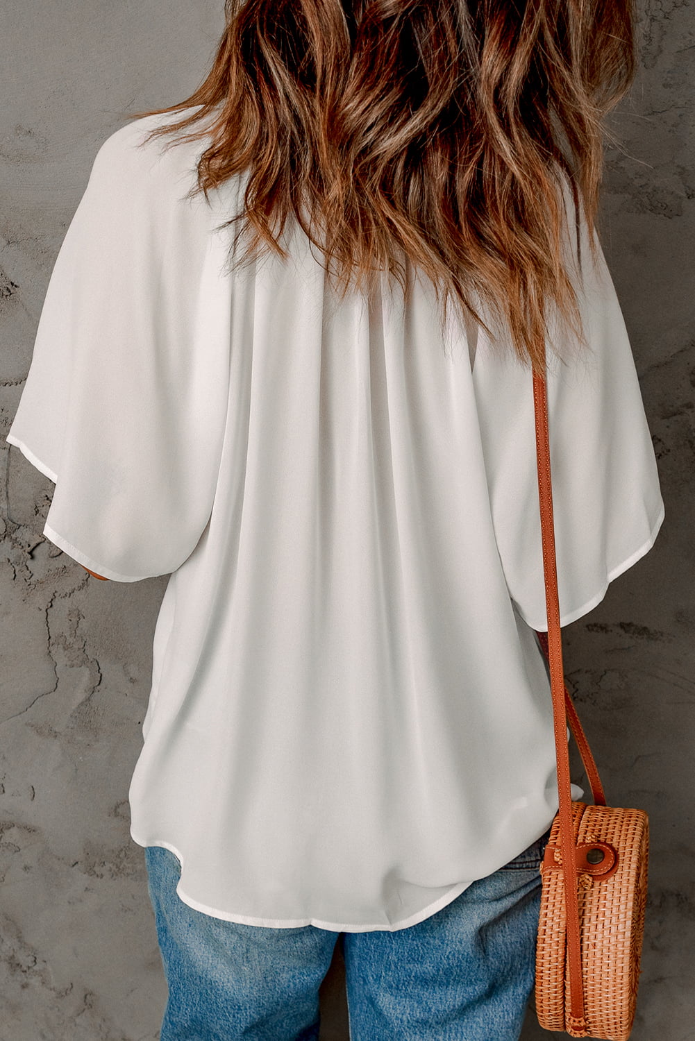 Gathered Flutter Sleeve Top