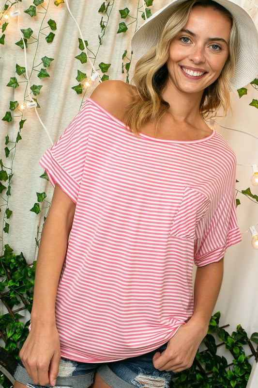 Stripe Jersey Shoulder Top