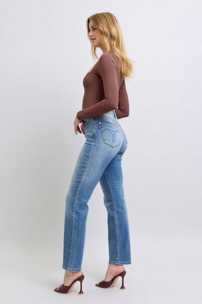 Judy Blue Run Vintage Wash Thermal Straight Jeans