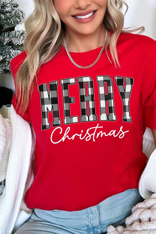 Buffalo Plaid Merry Christmas Tee