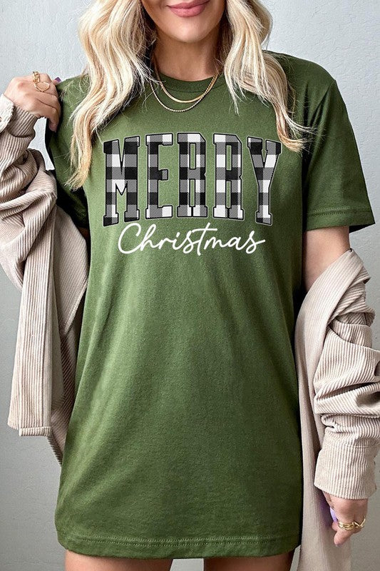 Buffalo Plaid Merry Christmas Tee