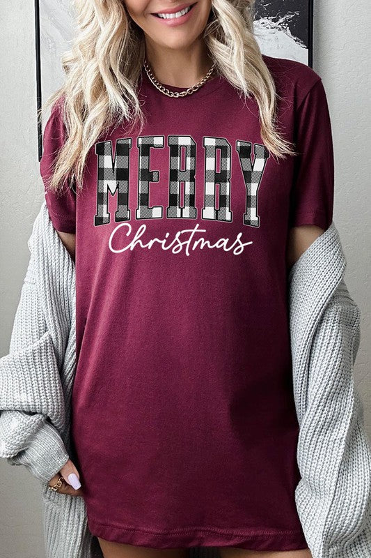 Buffalo Plaid Merry Christmas Tee