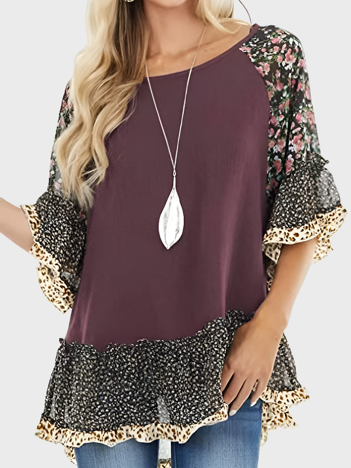 Frill Printed Blouse