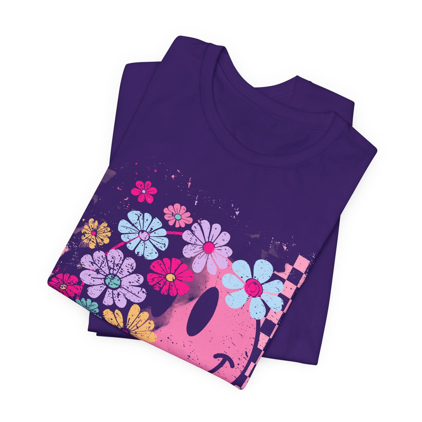 Retro Floral Smiley T-Shirt