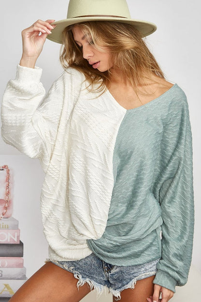 BiBi Twist Front Cable Knit Top