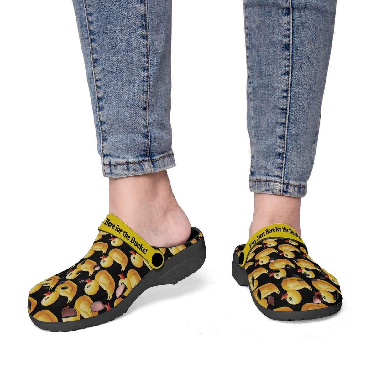 I'm Just Here for the Ducks Clogs - Black