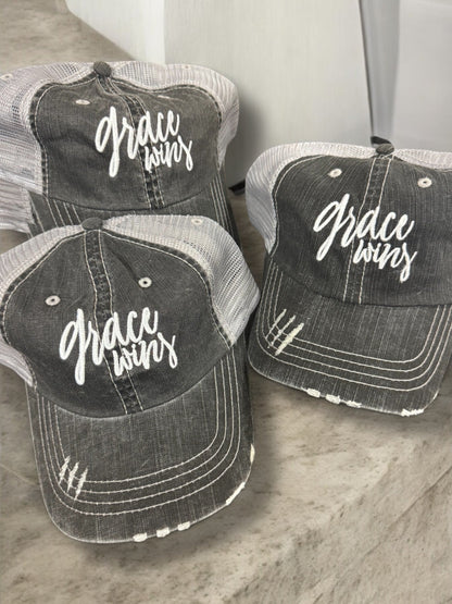 Grace Wins Embroidered Trucker Hat