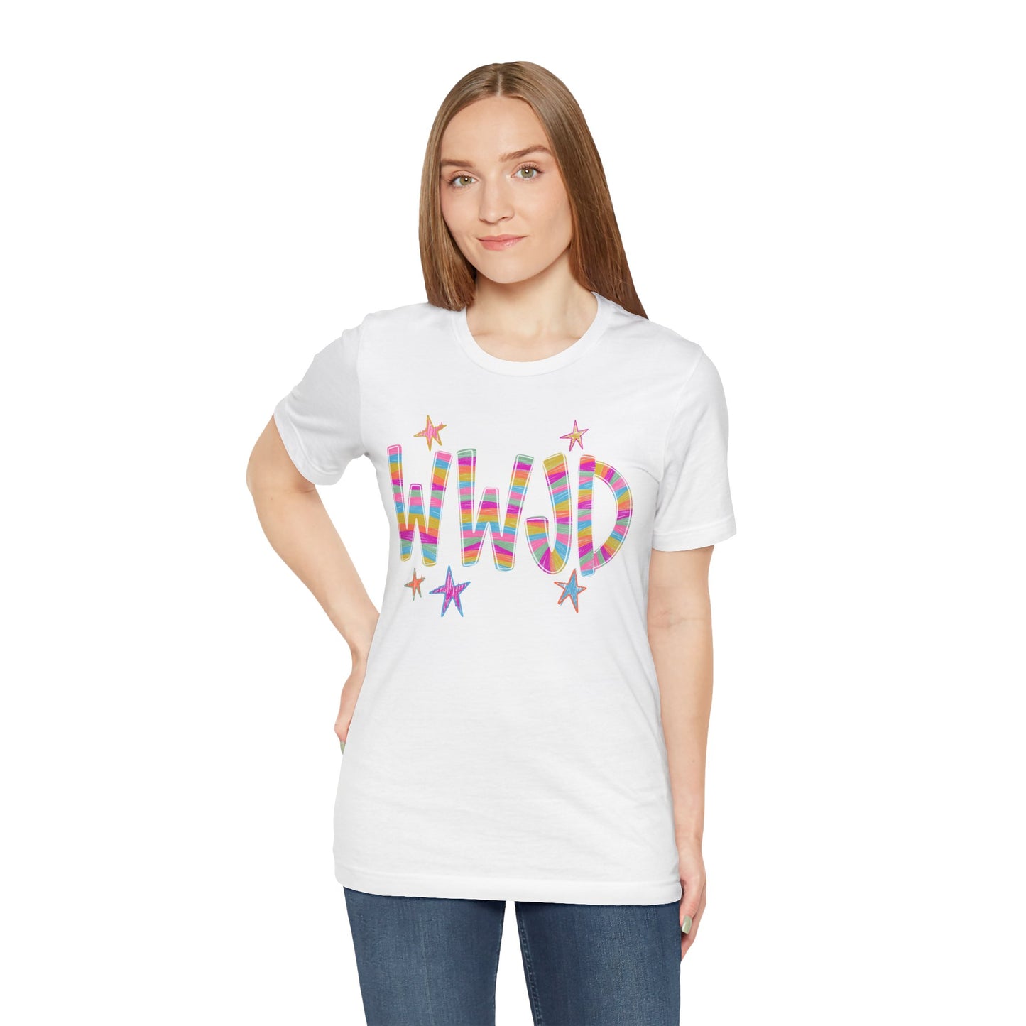 WWJD Rainbow Graphic Tee