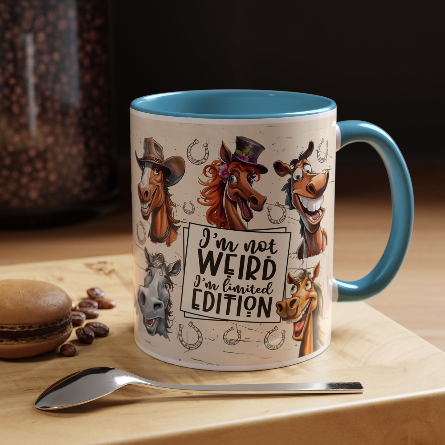 Horse Cartoon Accent Coffee Mug - "I'm Not Weird I'm Limited Edition"