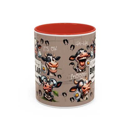 Bipolar Cow Funny Accent Coffee Mug — Humorous Mood-Flip Cow (11oz)