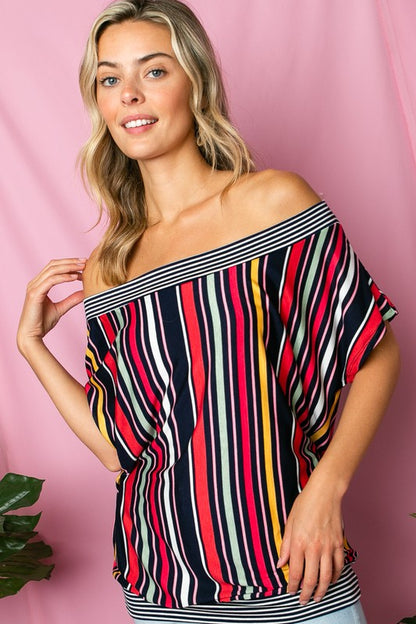 Multi Stripe Off Shoulder Top