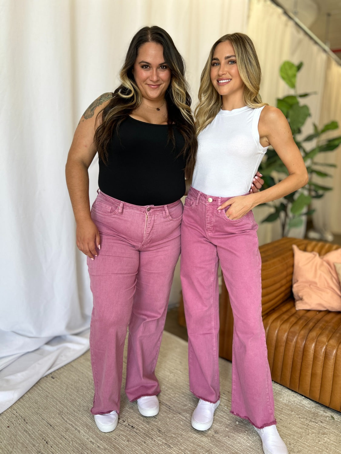RFM High Rise Garment Dyed Wide Leg Jeans