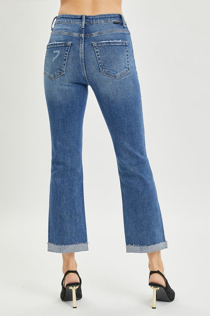 RISEN  Button Fly Cropped Bootcut Jeans