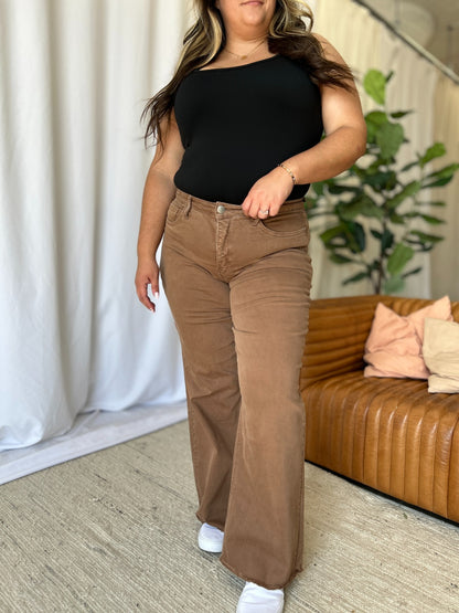RFM High Rise Garment Dyed Wide Leg Jeans