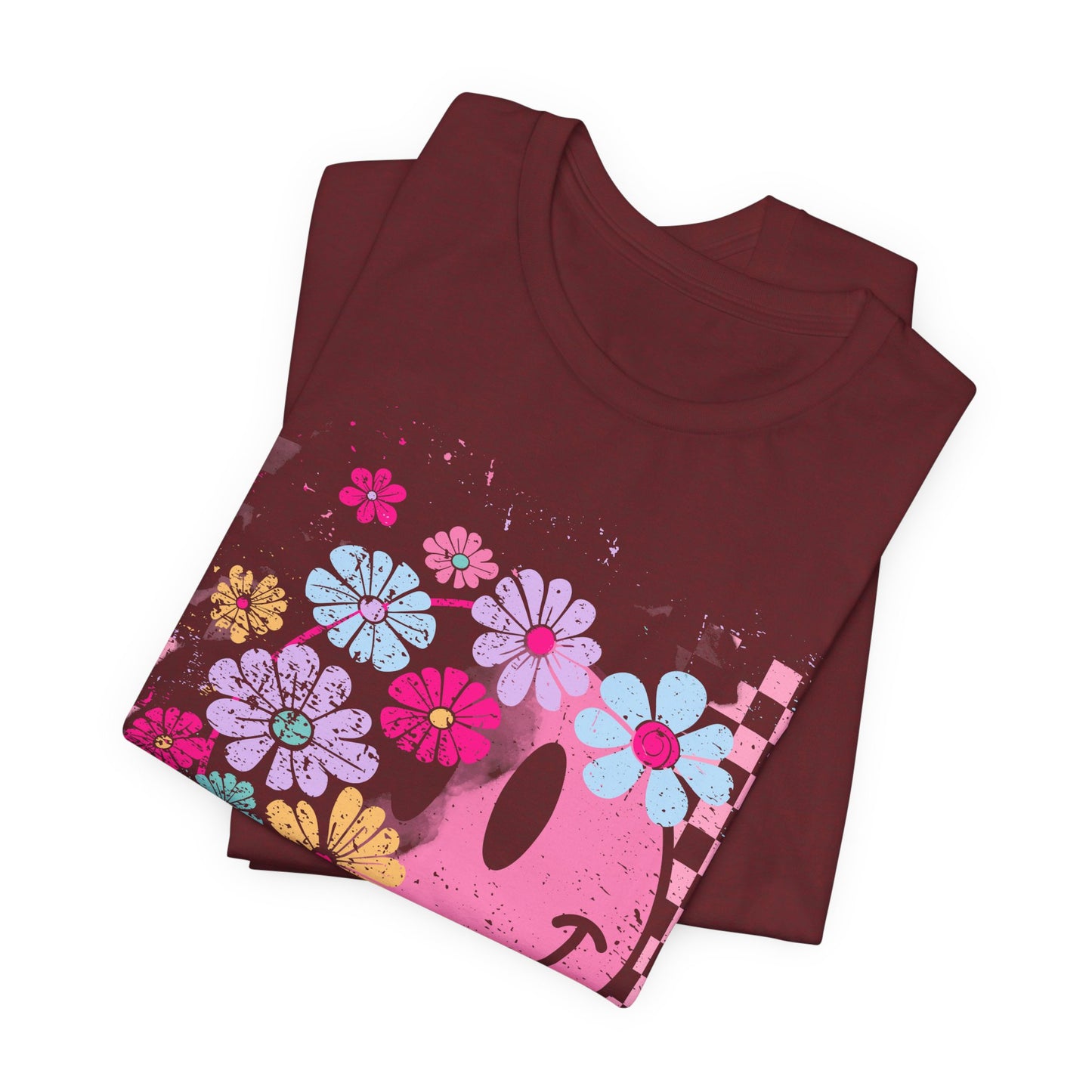 Retro Floral Smiley T-Shirt
