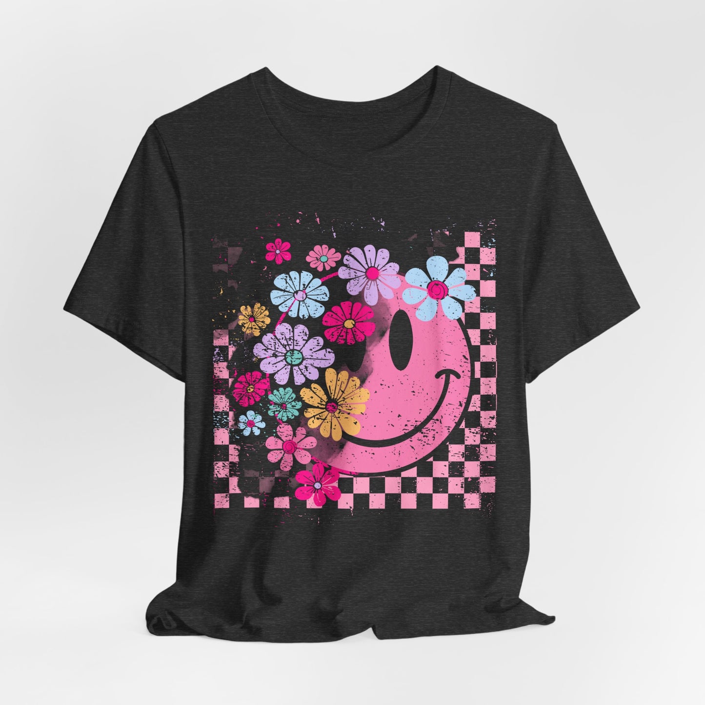 Retro Floral Smiley T-Shirt