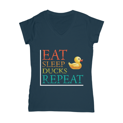 Eat Sleep Ducks Repeat Classic Women's V-Neck T-Shirt