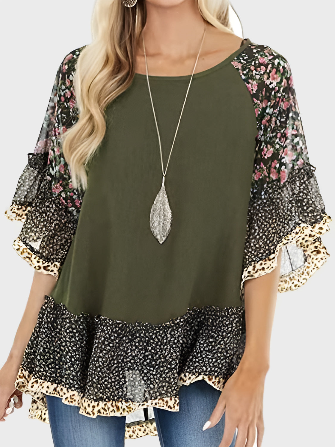 Frill Printed Blouse