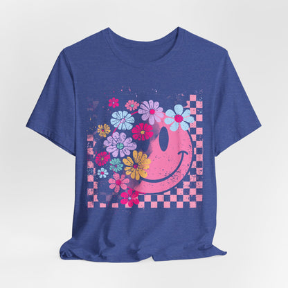 Retro Floral Smiley T-Shirt