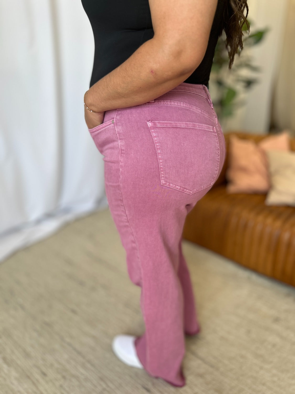 RFM High Rise Garment Dyed Wide Leg Jeans