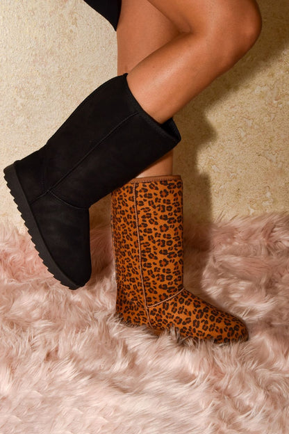 WILD DIVA Leopard Suede Boots