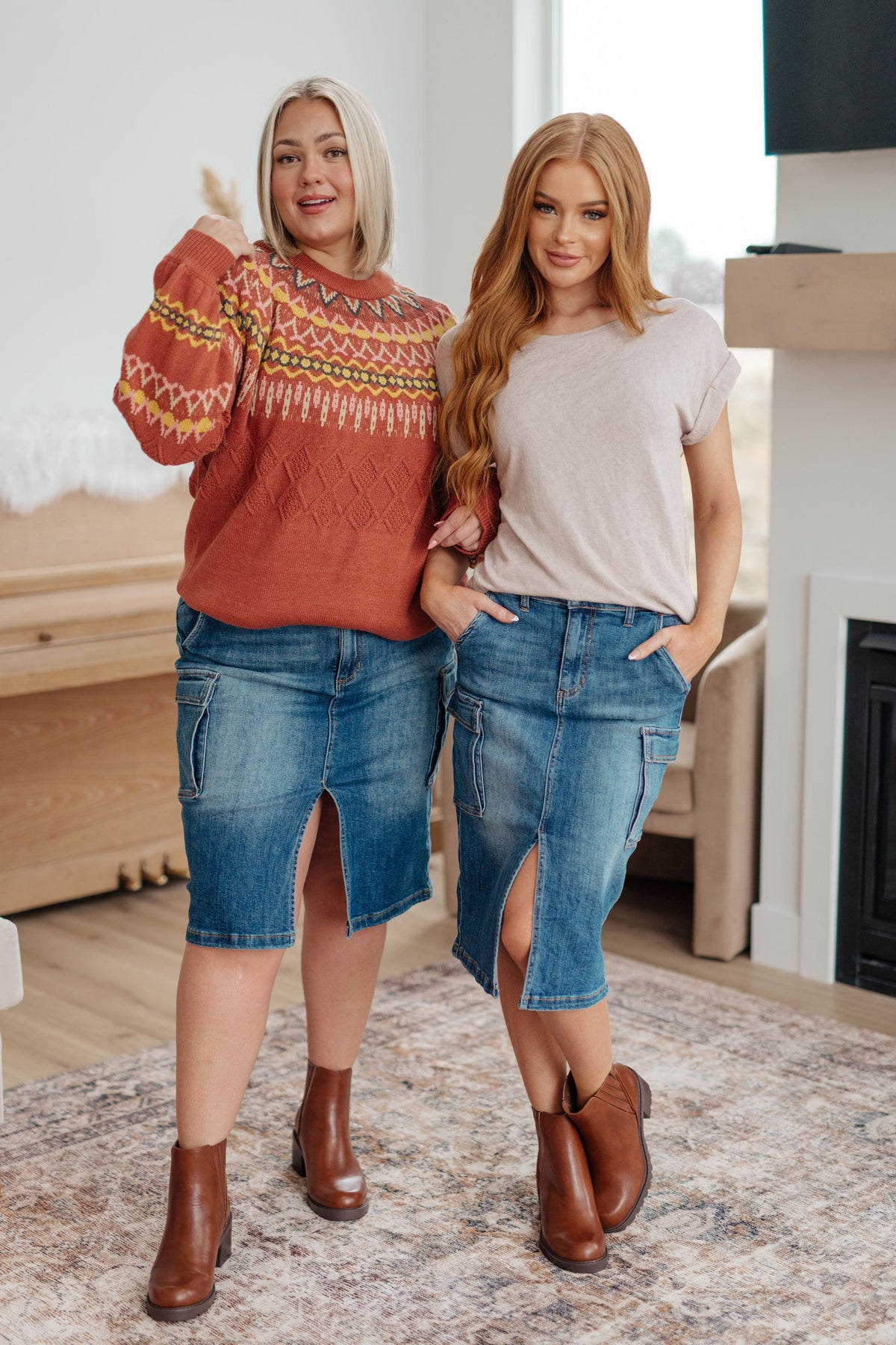 Always Be There Cargo Denim Skirt By Risen